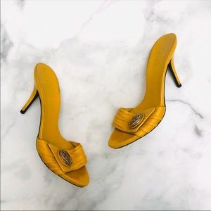 Gucci Yellow Slip On Kitten Heels Pumps